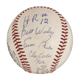 1962 Ernie Banks Game Used, Signed and Inscribed Home Run Baseball (MEARS and JSA)